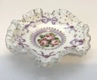 Fenton Charleton Roses & Bows - Ruffled Bon-Bon Dish with Silver Crest