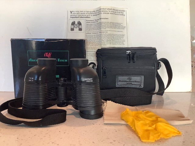 Vintage Abercrombie & Fitch Binoculars CONSTANT FOCUS Model 195AF 7X35 CaseStrap