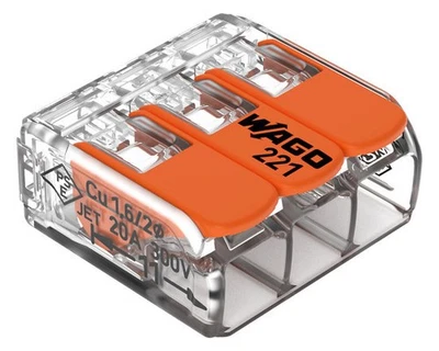 WAGO 221-413 Verbindungsklemme, für alle Leiterarten,max. 4 mm 1,5,10,25,50 St.