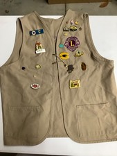 Vintage Weston-McEwan Lions Club Vest With pins  Size XL