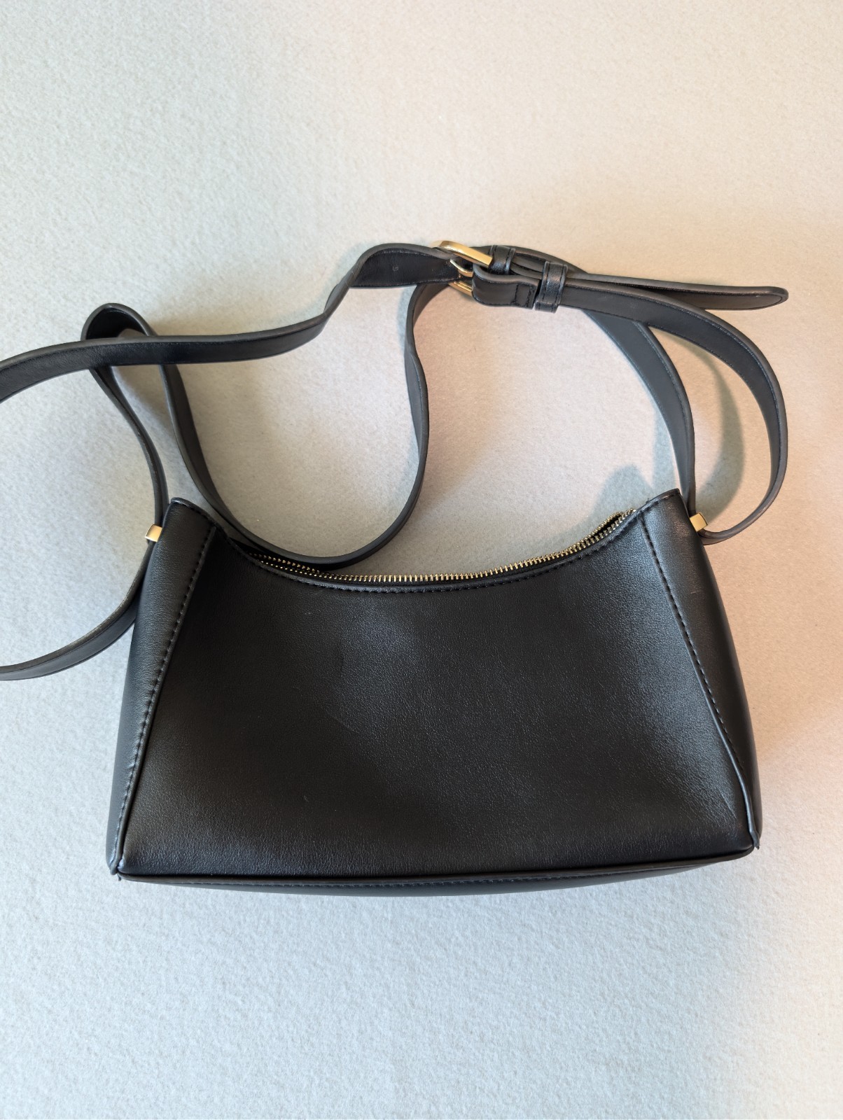 Black Quilted Faux Leather Convertible Shoulder Bag Purse Zipper Top Luxury Vibe image 2