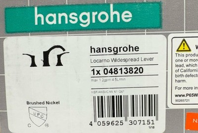 Hnasgrohe 04813820 Locarno 1.2 GPM Widespread Bathroom Faucet*READ*