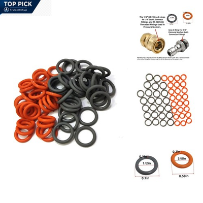 #ad Pressure Washer Quick Connect QD O Rings 1 4quot; amp; 3 8quot; Sets 50 Pack Red Grey Ru... $17.05