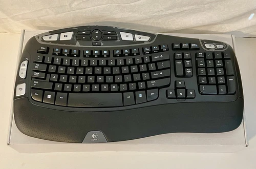 Logitech K350 Y-RBN90 Wireless Comfort Wave Ergonomic Keyboard w Dongle New Open
