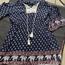 Boho Elephant Cold Shoulder Dress Crochet Bell Sleeves Hippie