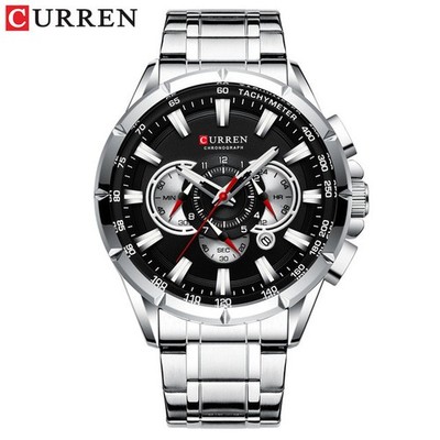 CURREN Men Watch Large Dial Chronograph Steel Wristwatch Males Quartz Watches