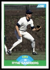 Ryne Sandberg 1989 Score #35 Chicago Cubs FREE SHIPPING AutographDen