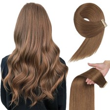 Tape in Hair Extensions Human Hair 20pcs Remy Hair Extensions 18 Inch Medium Bro