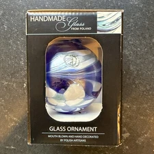 ZORZA Hand Made Glass Mouth Blown and Decorated 4" Glass Ornament From Poland 