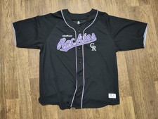 Colorado Rockies Jersey Shirt Mens 2XL Black Purple MLB Baseball Button Up