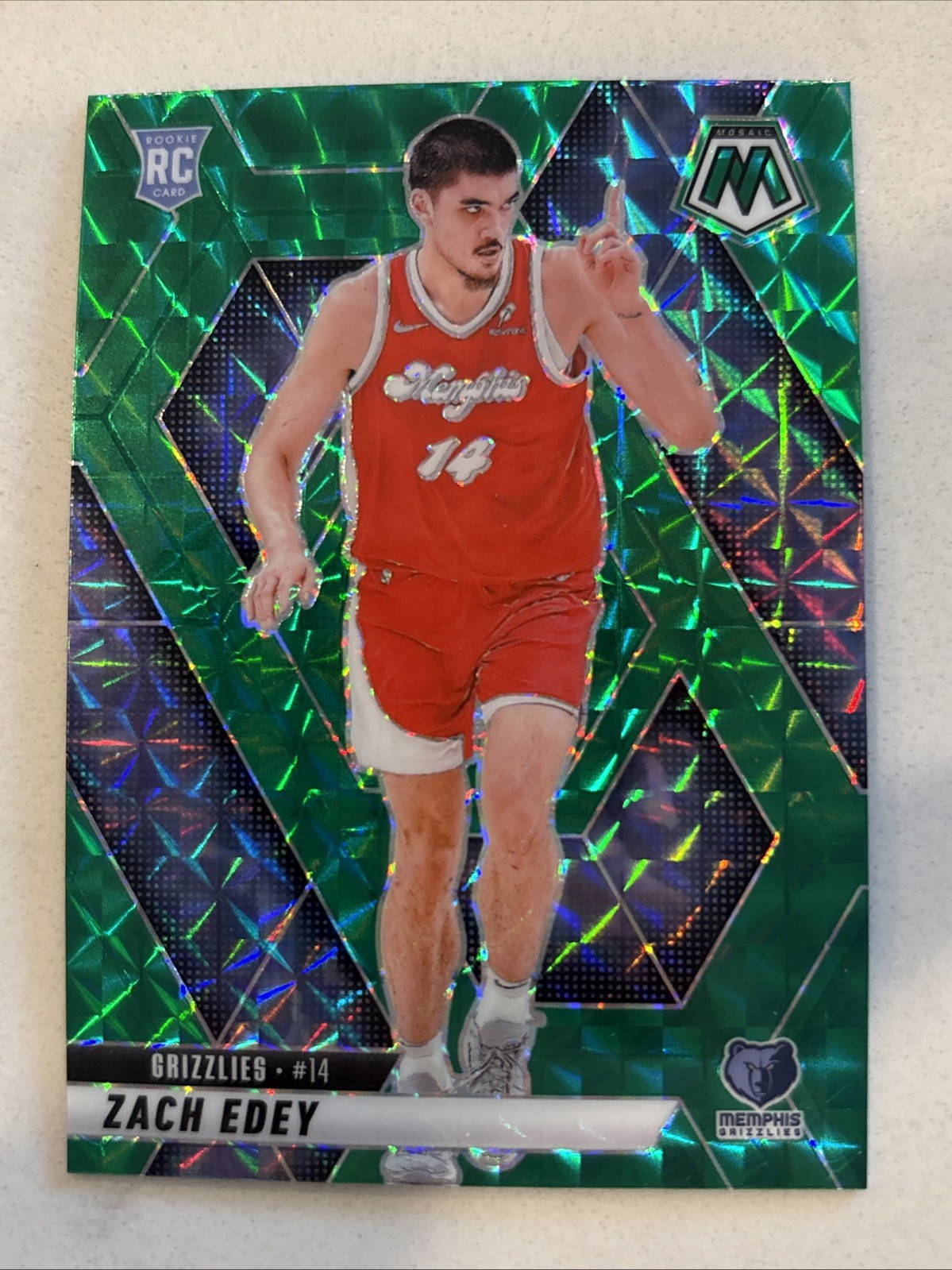 2024-25 Mosaic Zach Edey RC Green Rookie #248 Grizzlies
