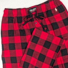Polo Ralph Lauren Lounge Pants Mens Small Red Black Buffalo Plaid Flannel Pajama