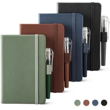 4 Pack Small Notebook Pocket Notebook, A6 Mini Leather Hardcover Journal,
