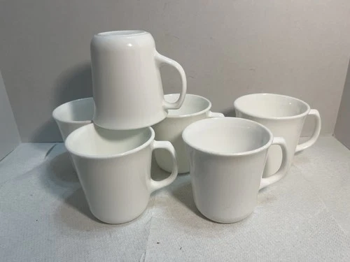6 Corning  USA Winter Frost White D Handle Coffee Mugs Cups Vintage 2665