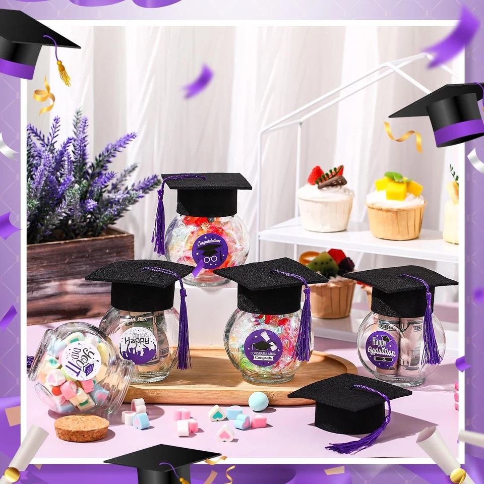 20 Sets Glass Graduation Cap Candy Jars Class of 2025 Graduation Party Decora... - Image 2 of 4