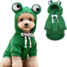 Pet Clothes Dog Hoodies Warm Sweatshirt Coat Frog Shape Conjoined Costumes for S