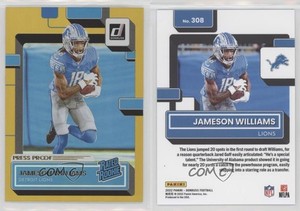 2022 Panini Donruss Rated Press Proof Yellow Jameson Williams #308 Rookie RC