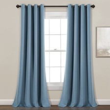 Lush Decor Insulated Grommet Blackout Window Curtains, Pair, 52"x84", Dusty Blue