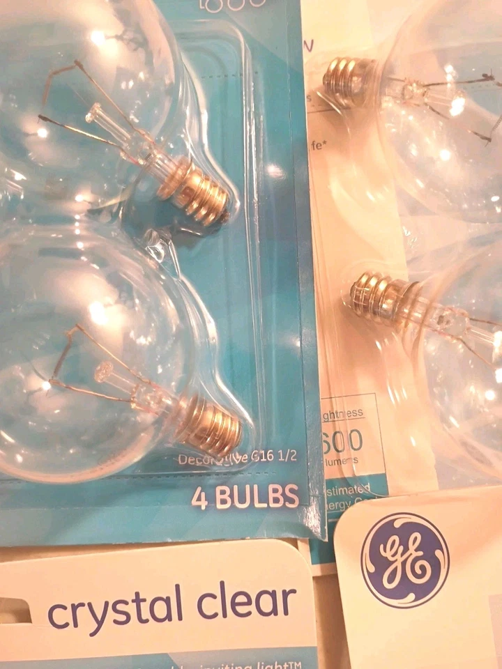 3 Packs Of 4 GE G16.5 Candelabra Base Bulbs Crystal Clear 60W 12 Bulbs - Image 4 of 4