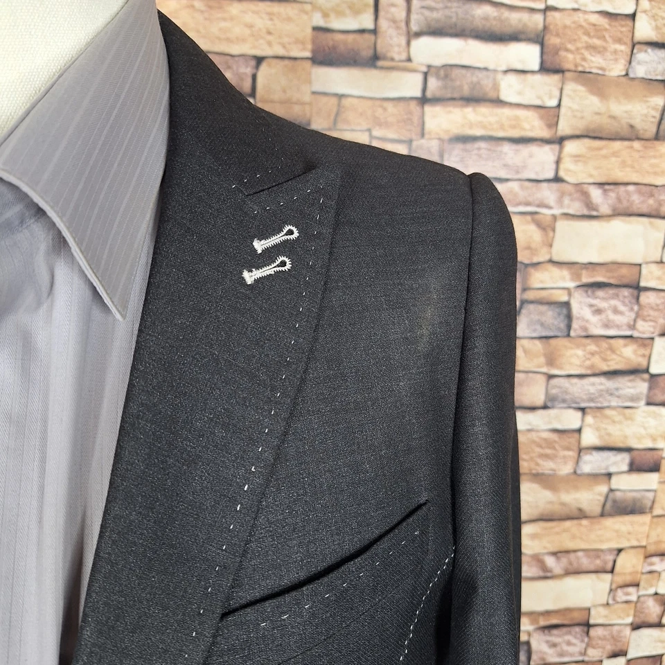 Angelino 2 件套男式 36R 30X29 灰色 Peak Western 双通风 — 第 3/4 张图片