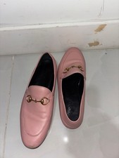 Gucci Lambskin Womens Brixton Horsebit Loafers 37.5 Perfect Pink