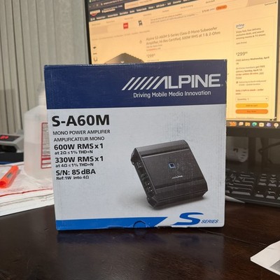 NEW Alpine S2-A60M S-Series Class-D Mono Subwoofer Amplifier