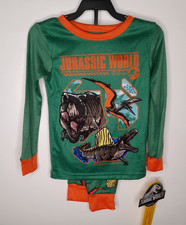 Jurassic World Boys Pajama Set Size 4 Dinosaur T-Rex Green Orange PJs