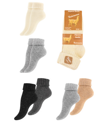 Alpaka Wollsocken für Damen 2 Paar Pack Thermo Warm Kuschel Bettsocken, Wollsocken