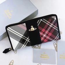 Vivienne Westwood Zip around Long Wallet Black Check orb outlet New JPN