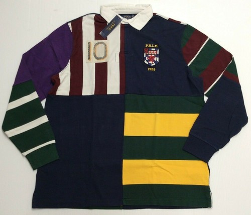 Polo Ralph Lauren VTG Retro Colorblocked Patchwork Rugby Royal Stadium  Shirt Men | eBay