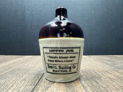 #ad Vintage Moto Jug Detrick Distilling Company Dayton Ohio $115.00