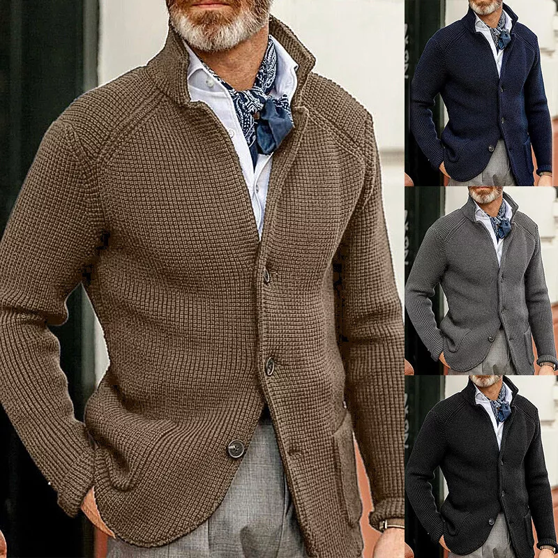 Uomo Stand Colletto Monopetto Business Giacche R tro Cardigan