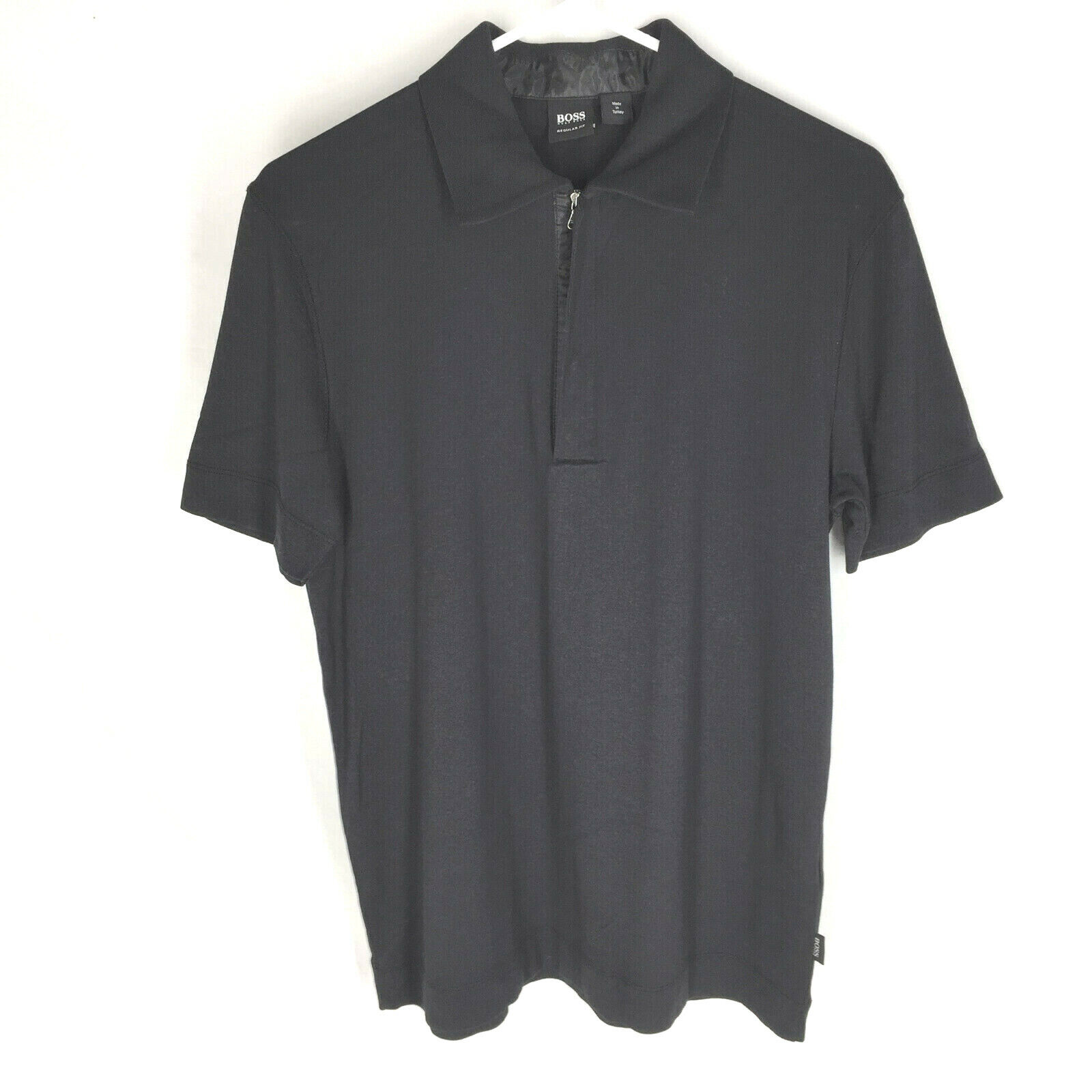 Hugo Boss Mens Shirt Regular Fit Black Medium ベビーグッズも大集合 人気ブランドの新作 Polo Top Zip Size