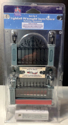 Carole Towne Lemax Village Accessory Set of 5 Lighted Wrought Iron Style Fence