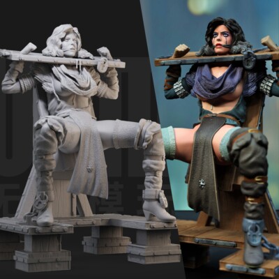 Resin 1/24 Figure Woman in Chains Witch Prisoner Unpainted Unassembled rw-pdxx