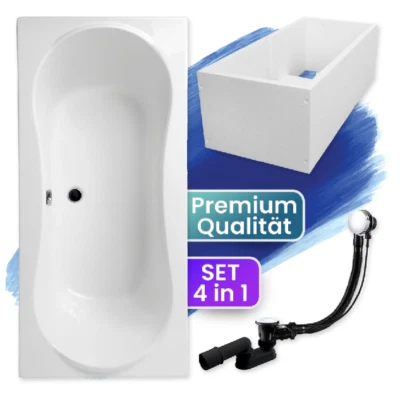 POLIMAT Rechteckbadewanne Wannenträger Wanne Acryl 170x80 180x80 Ablauf Füße GRATIS