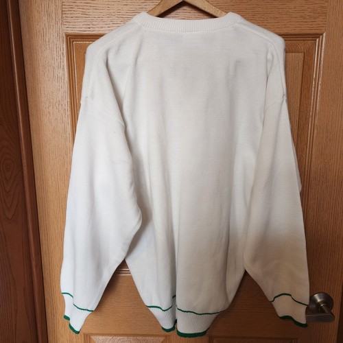 Maglione Emerald Sports Vintage Irlanda Uomo Taglia XL Maglione Bianco con Bordo Verde - Foto 9 di 12