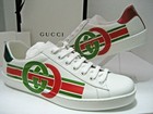 New GUCCI UK 9 Men US 9.5 White Red Green GG Logo Low Top Lace Up Sneakers Shoes — photo 2