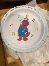 2 VINTAGE Barney The Dinosaur Plate  Strike Up The Band" 1992 set of 2