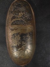 Collectible Chinese old copper handmade figure tree exquisite Glasses case box
