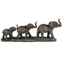 Elephant Family Figurine Statue 18" Long Resin New In Box 