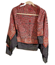 Paisley Bohemian 46x46 Betmar Scarf Oversized Wrap Red Black 320