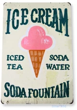 TIN SIGN Ice Cream Soda Sign Kitchen Cottage Parlor Candy Store A095