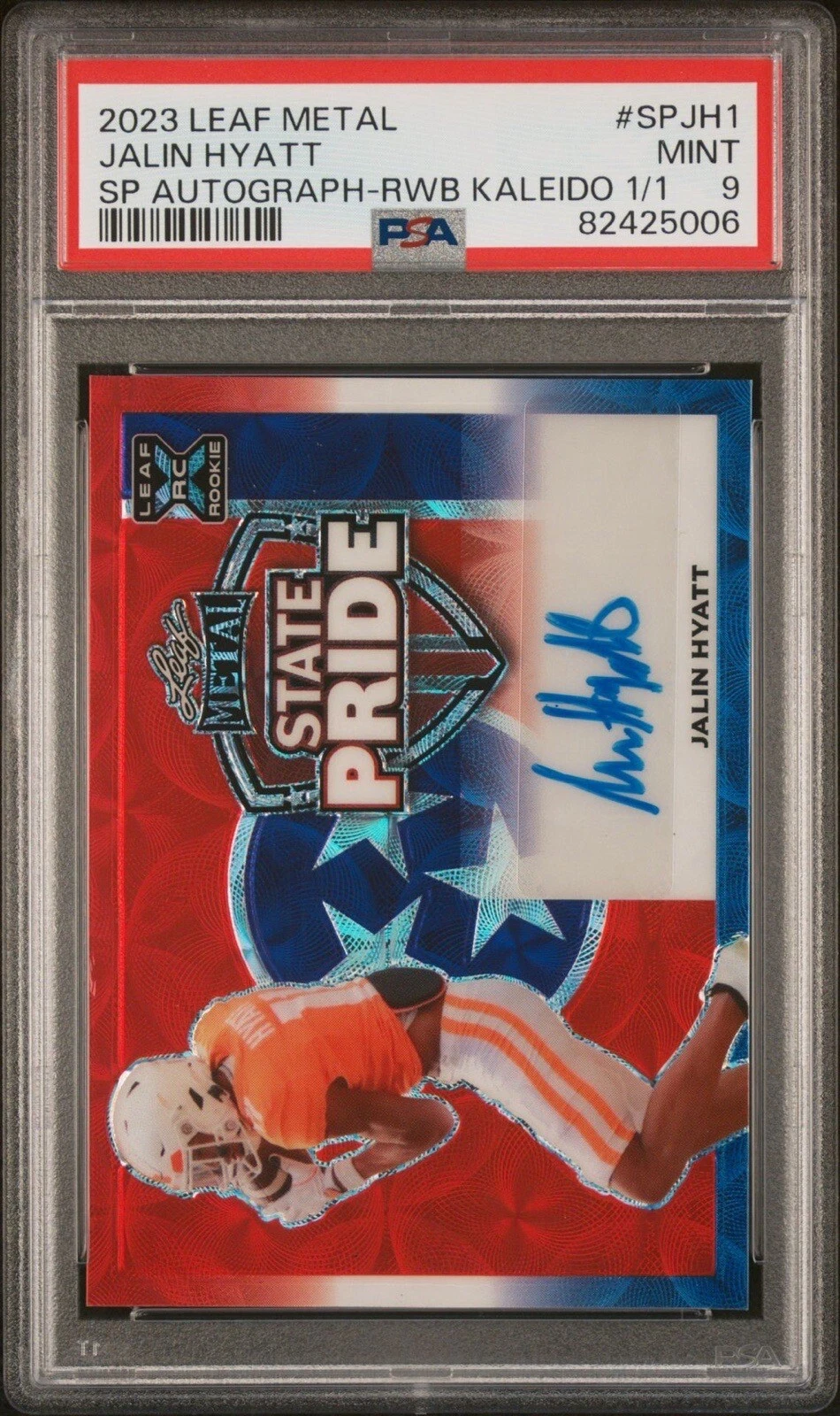 Jalin Hyatt Leaf Metal State Pride Autographs #SPJH1 Rwb Kaleidoscope 1/1