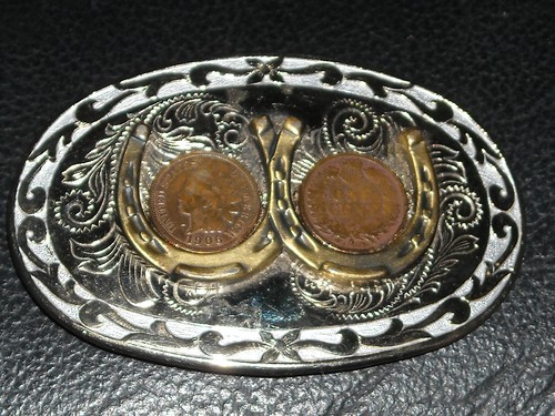indian head penny belt buckle gold 