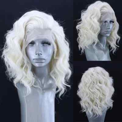 New platinum Bob synthetic lace front wig Amazon.com : #60 Grey White Platinum Blonde Bob Wig Human  main image 4