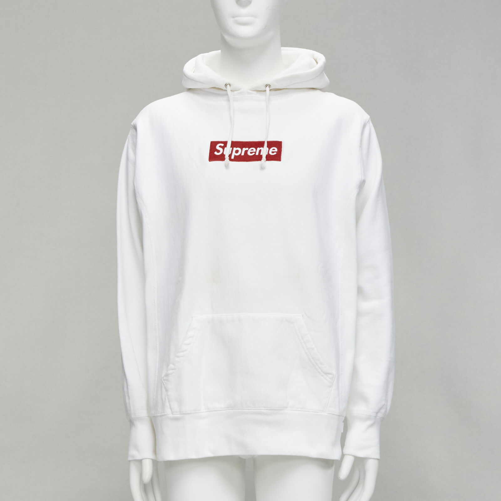 SUPREME Vintage Box Logo white cotton blend red box hoodie L