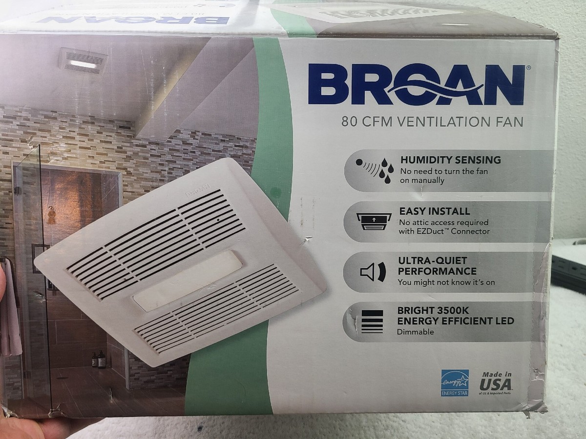 NUTONE BROAN CST80SL 80 CFM VENTILATION FAN WITH LED LIGHT NEW OPEN BOX |  eBay