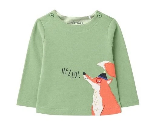 Joules Baby Boy Angus Green Fox Long Sleeve Shirt Size 6 9M Boutique Appliqu