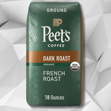 Peet's Coffee Dark Roast Ground Coffee - Organic French Roast 18 Ounce Bag